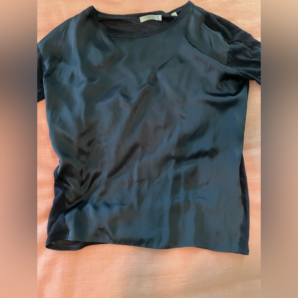Vince silk Elegant navy Satin Women's Top